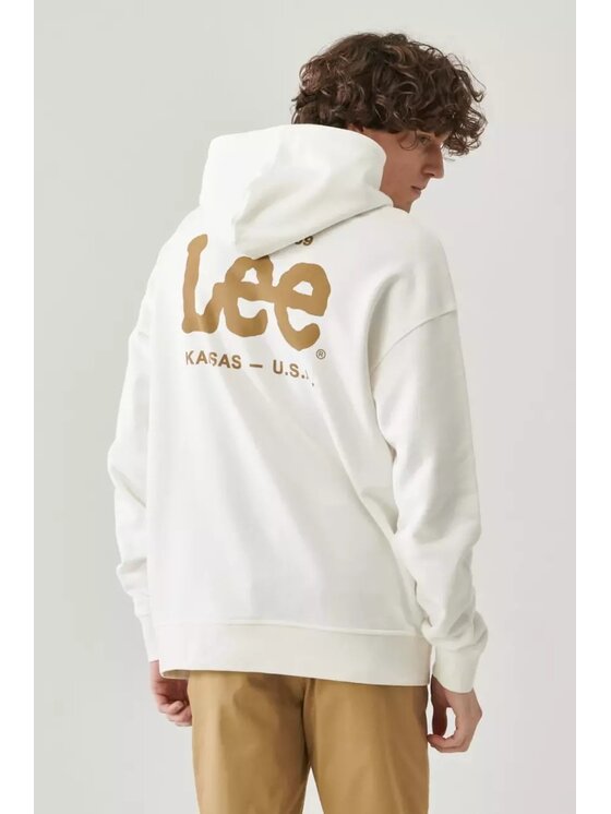 Lee Lee Bluza LOGO LOOSE HOODIE Beżowy Regular Fit