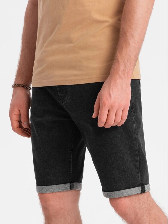 Ombre Ombre Szorty jeansowe OM-SRDS-0134 Czarny Regular Fit