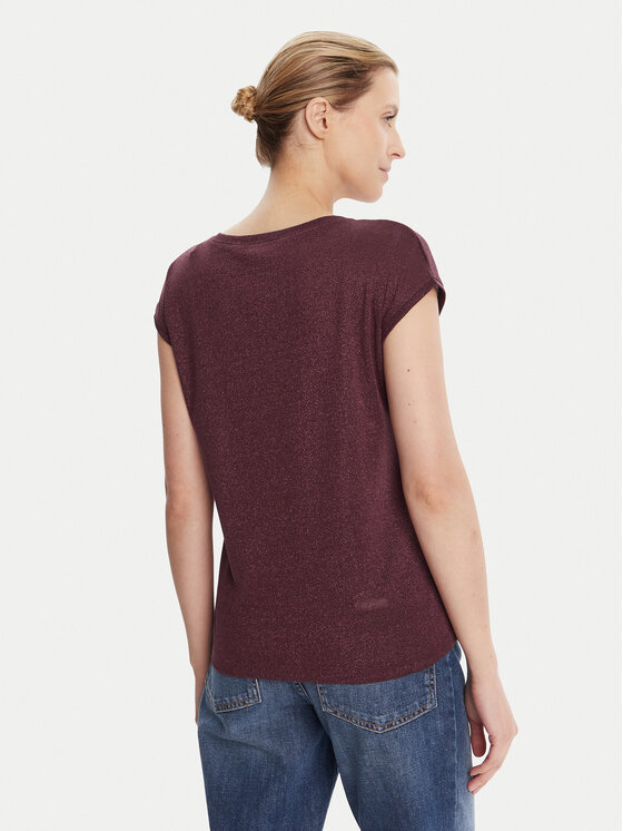 ONLY ONLY T-Shirt Silvery 15136069 Bordowy Loose Fit