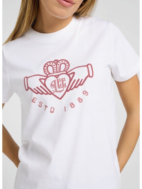 Lee Lee T-Shirt SMALL GRAPHIC TEE 1 Biały Regular Fit
