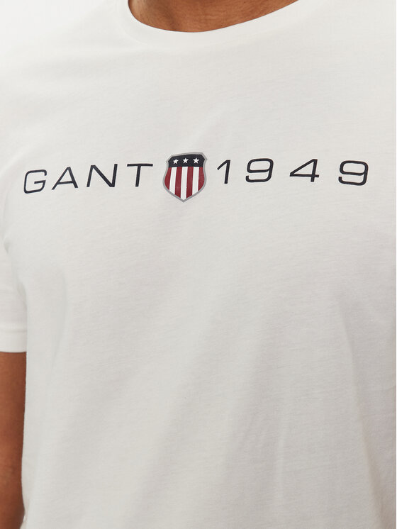 Gant Gant Tričko Graphic 2003242 Écru Regular Fit
