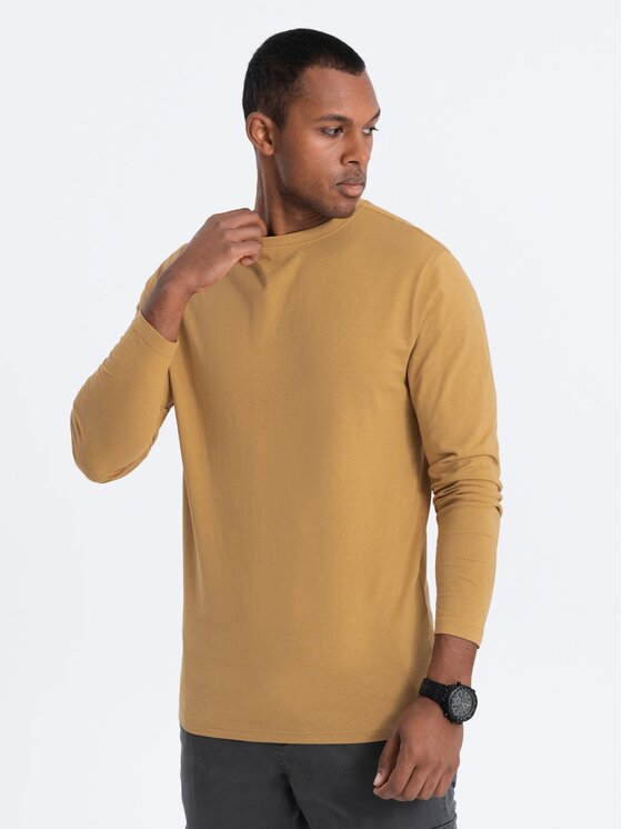 Ombre Ombre Longsleeve OM-LSBL-0106 Złoty Regular Fit
