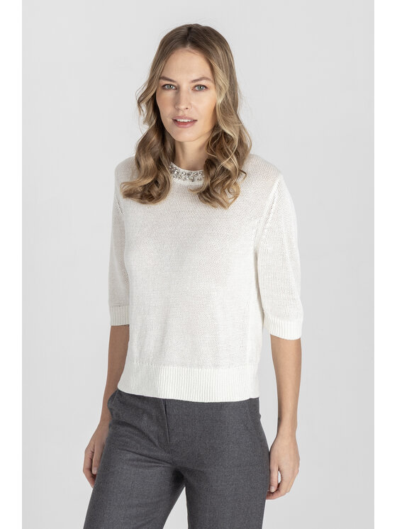 Deni Cler Milano Deni Cler Milano Sweter T-DC-S207-F2-60-11-1 Biały Regular Fit