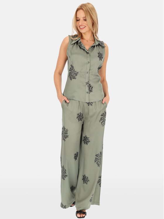 Perso Perso Spodnie materiałowe PTE242379F Khaki Regular Fit