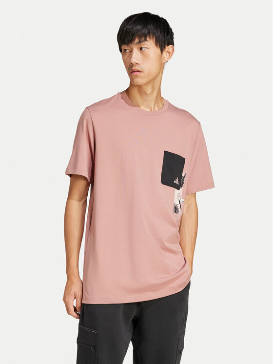 adidas adidas Marškinėliai Lens Elevated Pocket Graphic JJ3927 Rožinė Loose Fit
