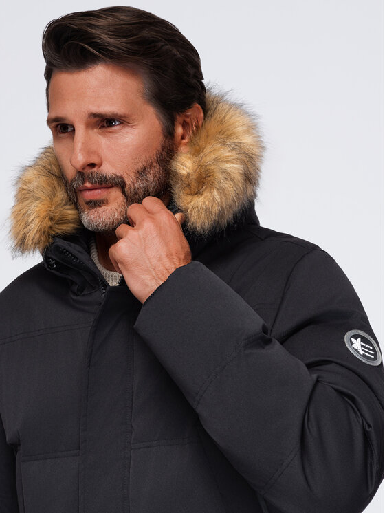 Ombre Ombre Parka OM-JALJ-0310 Czarny Loose Fit