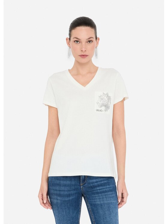 Liu Jo Liu Jo T-Shirt TF5295JS923M9890 Biały Regular Fit