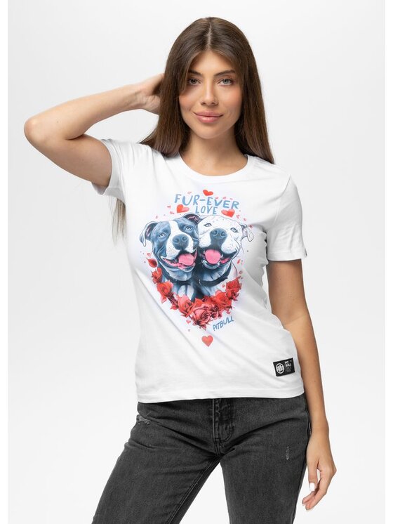 PITBULL PITBULL T-Shirt FUR-EVER LOVE Biały Regular Fit