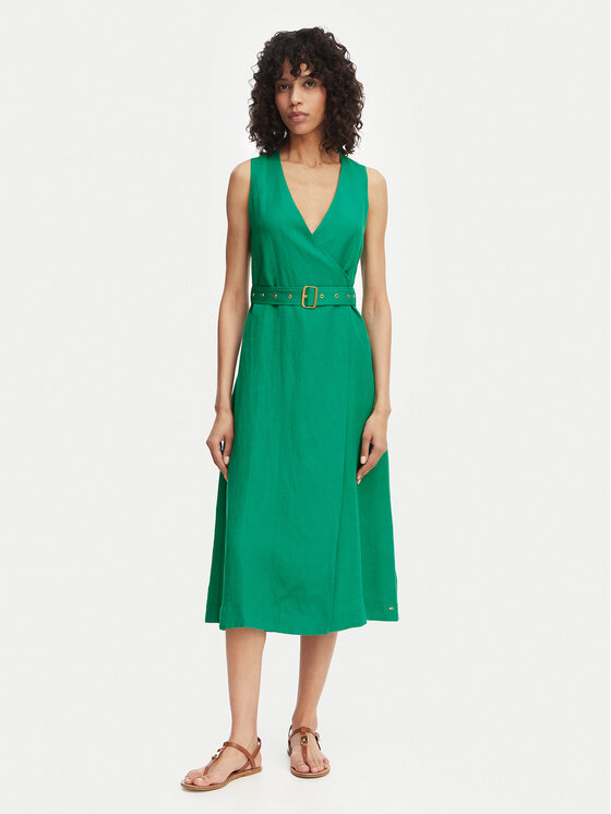 Tommy Hilfiger Rochie de vară WW0WW48951 Verde Regular Fit