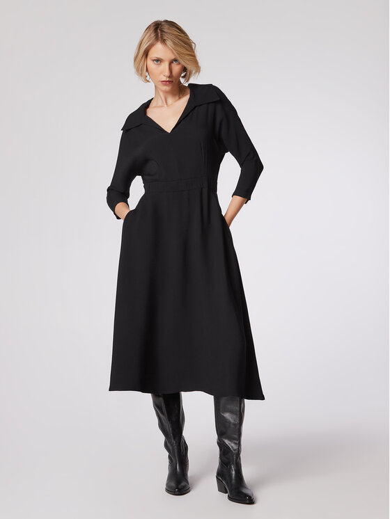 Simple Vsakodnevna obleka SUD517-01 Črna Regular Fit