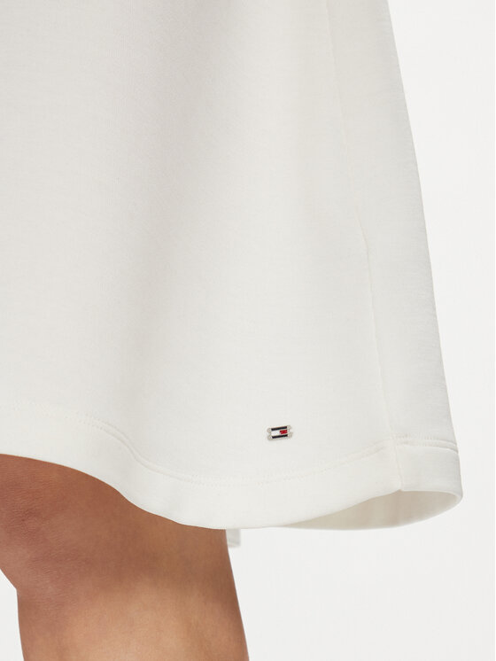 Tommy Hilfiger Tommy Hilfiger Koktel haljina Shiny Interlock V-Nk Ns Knee Drs WW0WW40731 Écru Slim Fit