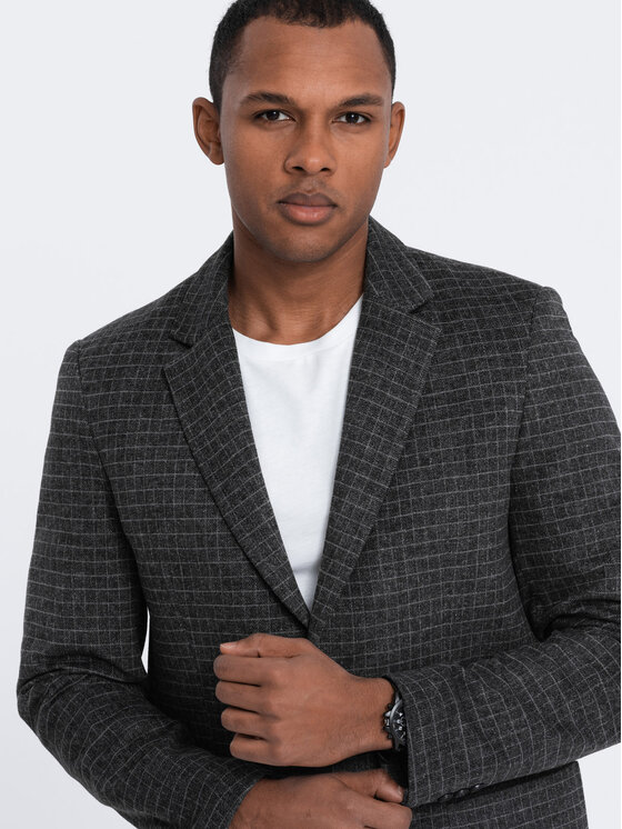 Ombre Ombre Marynarka OM-BLZB-0117 Szary Classic Fit
