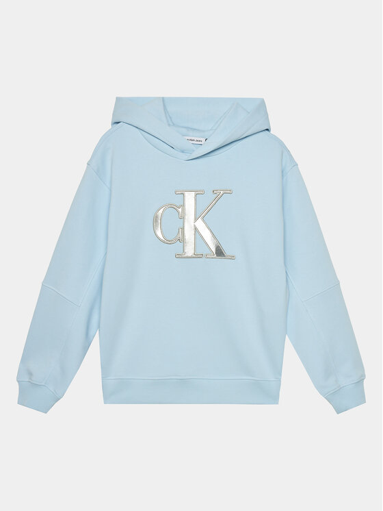 Calvin Klein Jeans Mikina Metallic Monogram IG0IG02298 Modrá Regular Fit