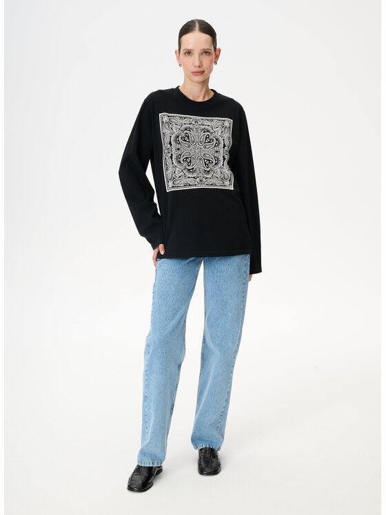 LEBRAND LEBRAND Longsleeve Nero Czarny Regular Fit
