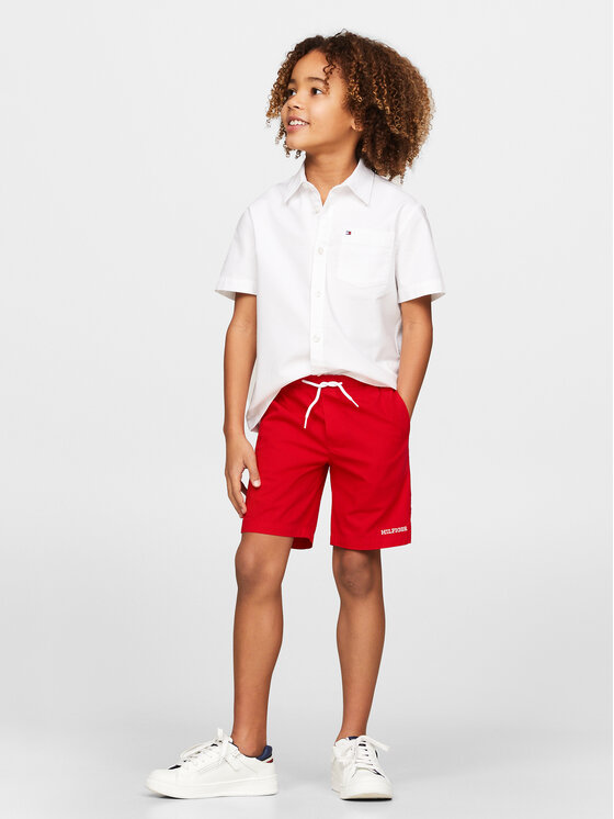 Tommy Hilfiger Tommy Hilfiger Kratke hlače iz tkanine Pull On Monotype KB0KB08948 Rdeča Regular Fit