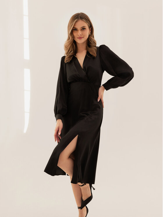 Cat&Cat Cat&Cat Sukienka wieczorowa jedwabna - midi Czarny Regular Fit
