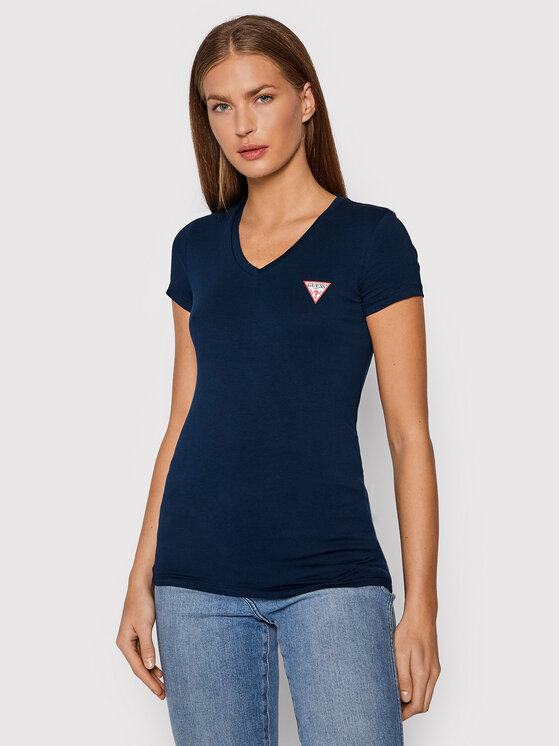 Guess Marškinėliai Mini Triangle W1YI1A J1311 Tamsiai mėlyna Slim Fit •  Modivo.lt