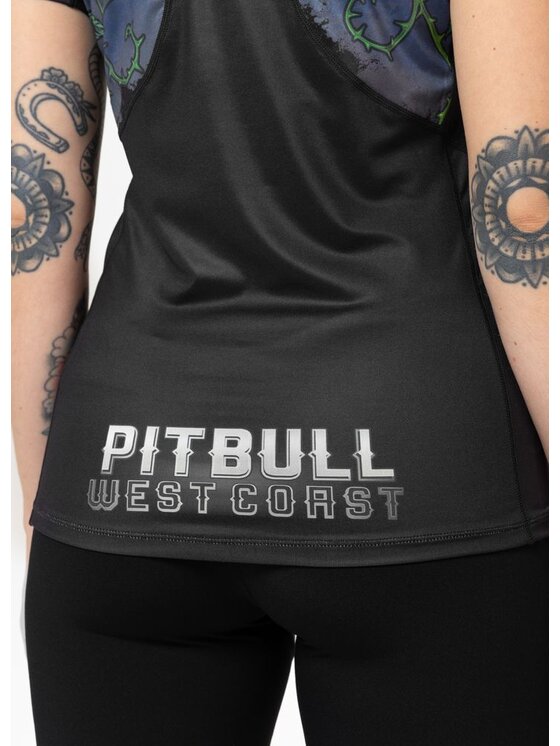 PITBULL PITBULL T-Shirt Koszulka sportowa damska Mesh SANTA MUERTE XL Czarny Regular Fit