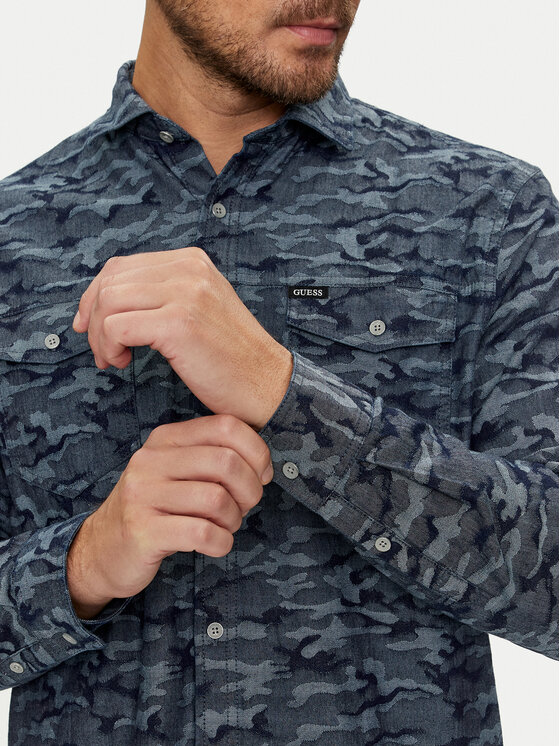 Guess Guess Πουκάμισο Collins M4YH80 WGF50 Σκούρο μπλε Regular Fit