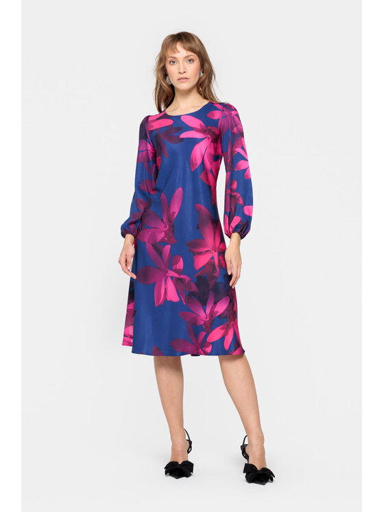 EMOI EMOI Sukienka codzienna z eleganckim wzorem Niebieski Feminine Fit