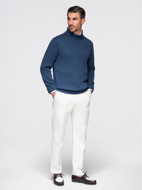 Ombre Ombre Sweter OM-SWTN-0163 Niebieski Regular Fit