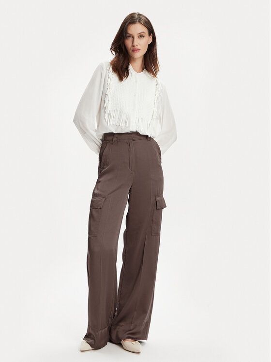 Marella Marella Hlače iz tkanine Khat 2413131131 Rjava Relaxed Fit