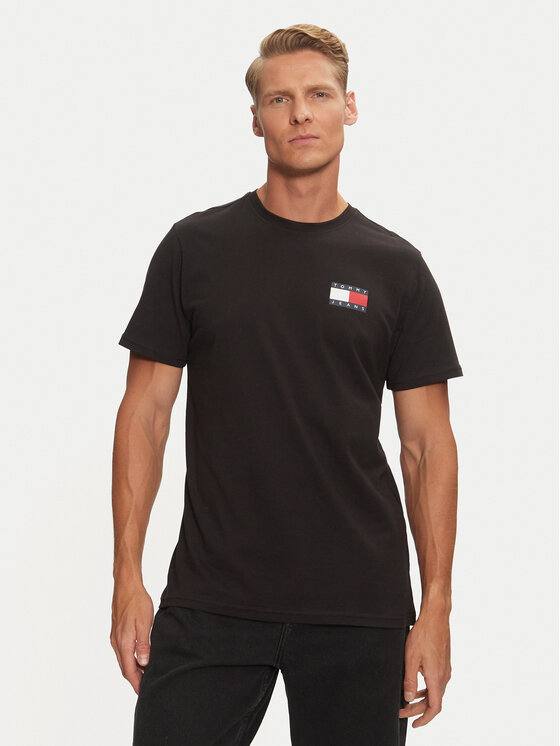 Tommy Jeans Tommy Jeans Tricou Essential Flag DM0DM20740 Negru Slim Fit