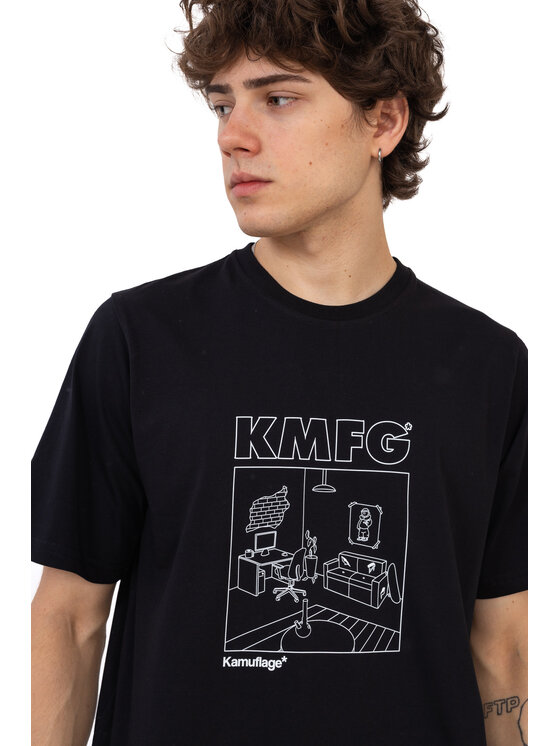 Kamuflage Kamuflage T-Shirt Lägenhet Czarny Comfortable Fit