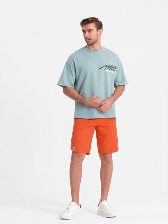 Ombre Ombre Szorty OM-SRSK-0105 Pomarańczowy Regular Fit