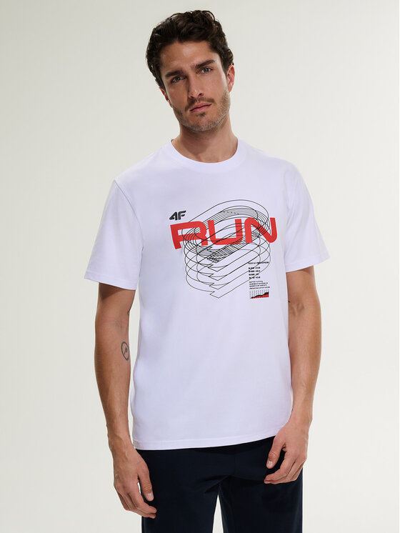 4F 4F T-Shirt MONOCHROME MOVEMENT Biały Regular Fit