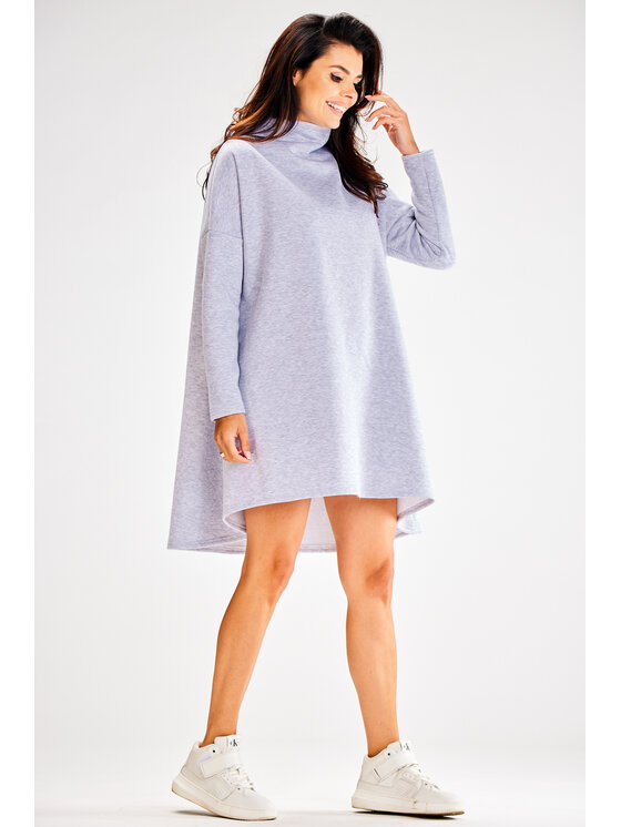 Awama Awama Sukienka dzianinowa A609 Szary Basic Fit