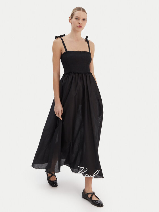 KARL LAGERFELD KARL LAGERFELD Poletna obleka A2W46009 Črna Regular Fit