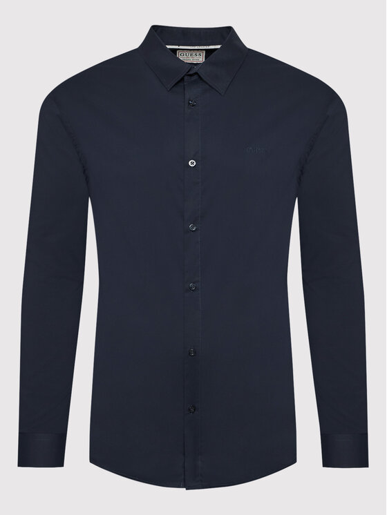 Guess Guess Cămașă Sunset M1YH20 W7ZK1 Bleumarin Slim Fit