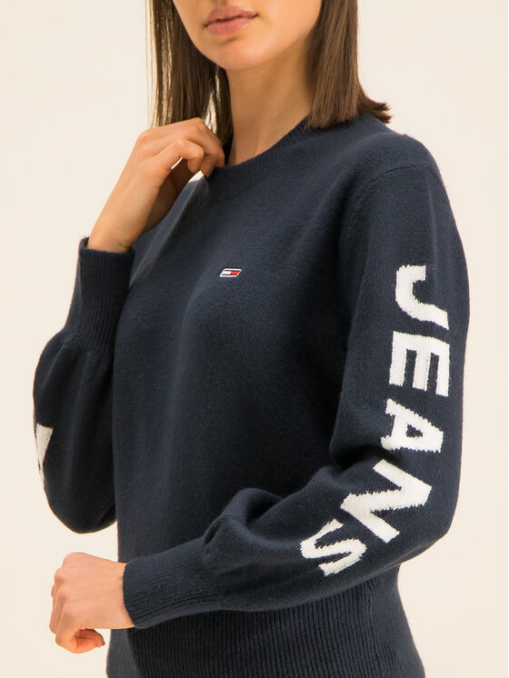 Tommy Jeans Tommy Jeans Pullover Logo Sleeve Detail DW0DW07626 Dunkelblau Cropped Fit