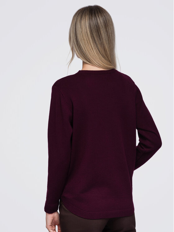 Ombre Ombre Svetr OW-SW-E0027 Bordó Regular Fit