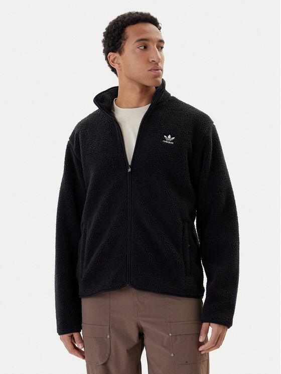 adidas adidas Флісовий реглан Trefoil Essentials Teddy JV7676 Чорний Loose Fit