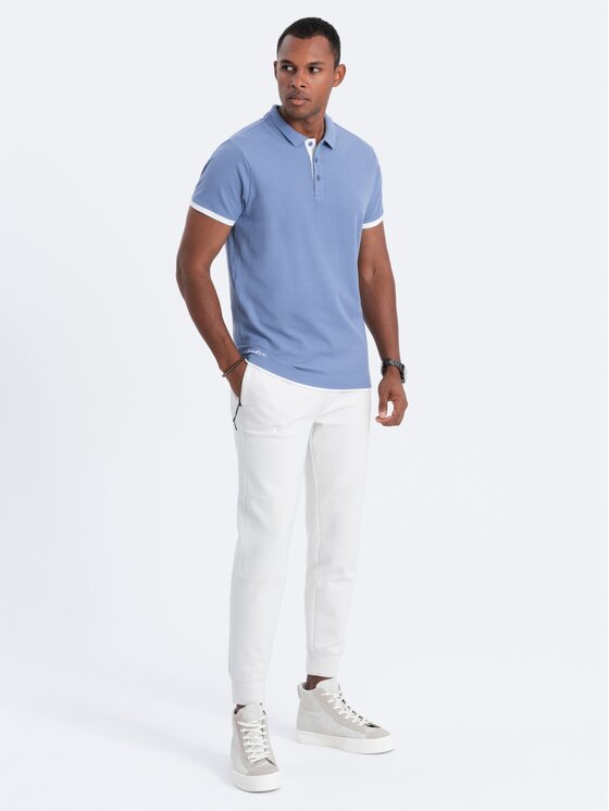 Ombre Ombre Polokošile OM-POSS-0113 Modrá Fitting Fit