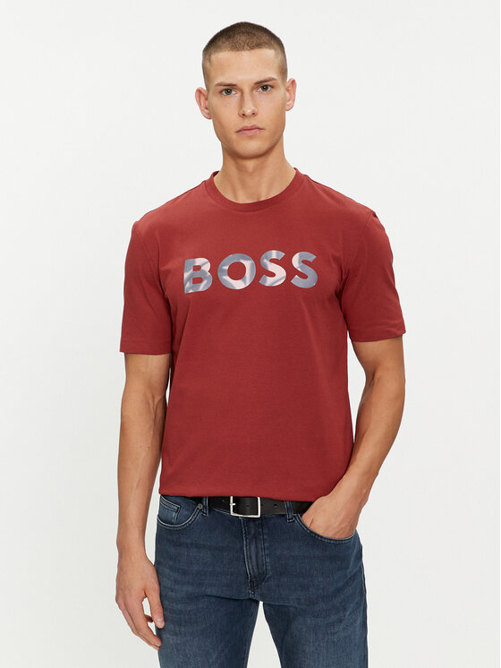 Boss T-krekls Thompson 15 50513382 Sarkans Regular Fit