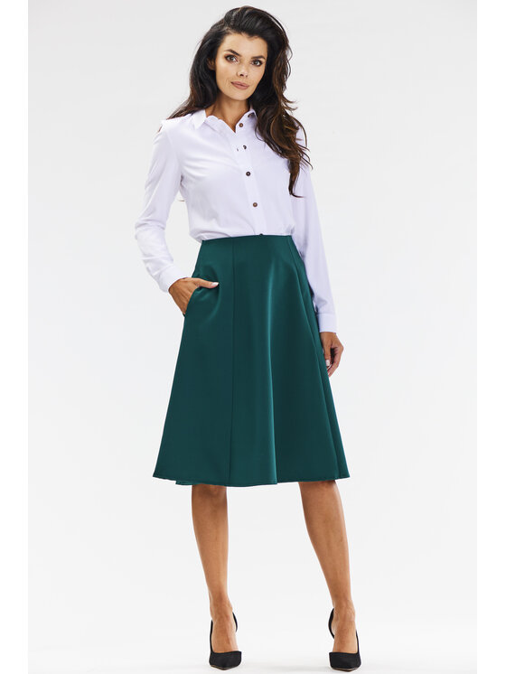 Awama Awama Spódnica A673 Zielony Basic Fit
