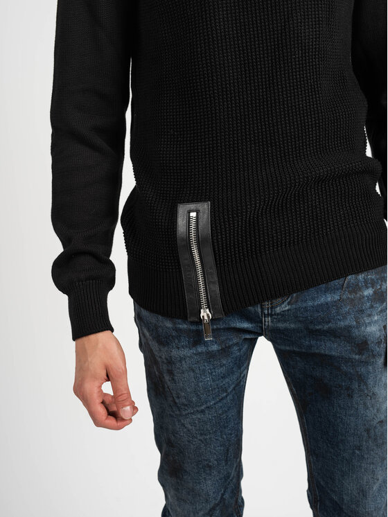 Les Hommes Les Hommes Πουλόβερ LKK110 607L | Jumper with Zip Μαύρο Regular Fit