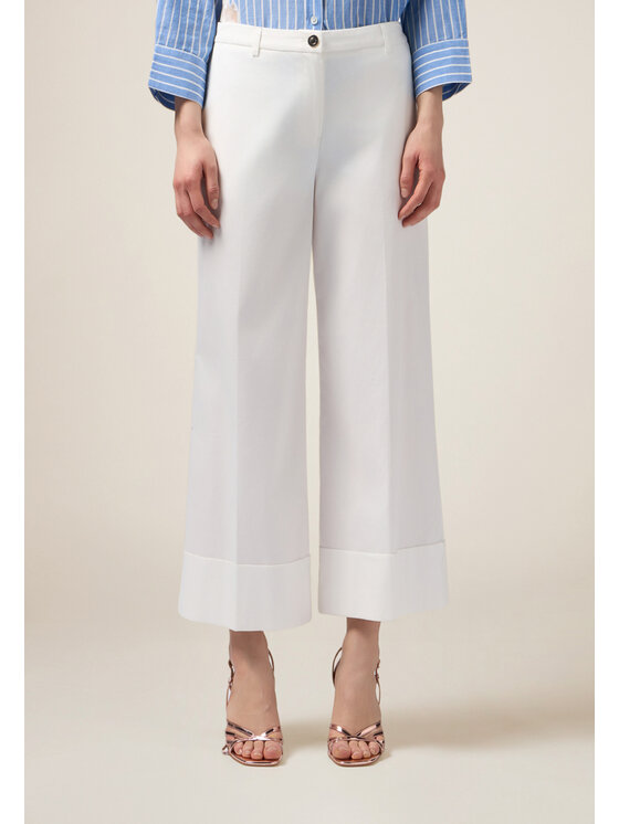 Oltre Oltre Spodnie materiałowe P065R008589N011 Biały Baggy Fit