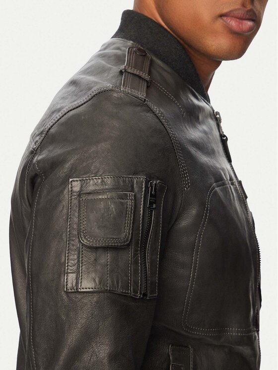 Aeronautica Militare Aeronautica Militare Usnjena jakna 261PN5055U100839 Črna Regular Fit