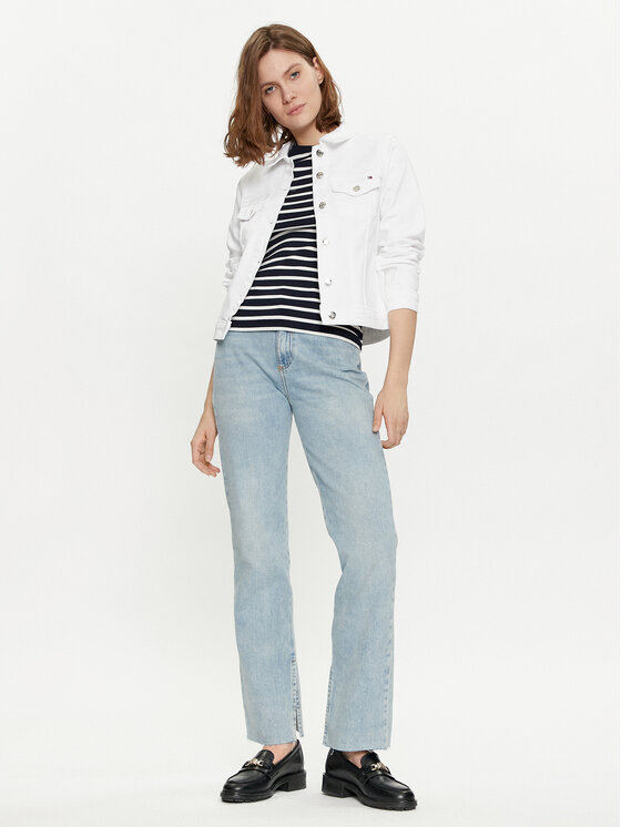 Tommy Hilfiger Tommy Hilfiger Τζιν μπουφάν WW0WW41336 Λευκό Regular Fit