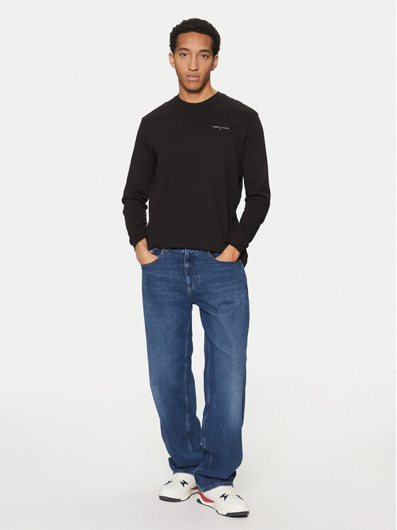 Tommy Jeans Tommy Jeans Majica dugih rukava Linear DM0DM21138 Crna Slim Fit