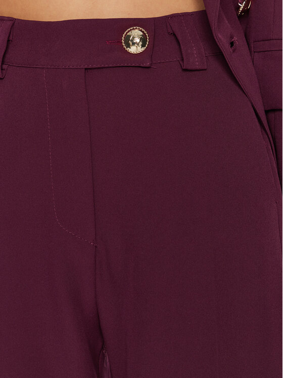 Maryley Maryley Hlače iz tkanine 24IB563/43GI Bordo rdeča Regular Fit