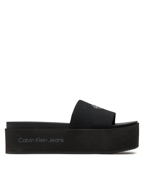 Şlapi Calvin Klein Jeans Flatform Sandal Met YW0YW01036 Negru