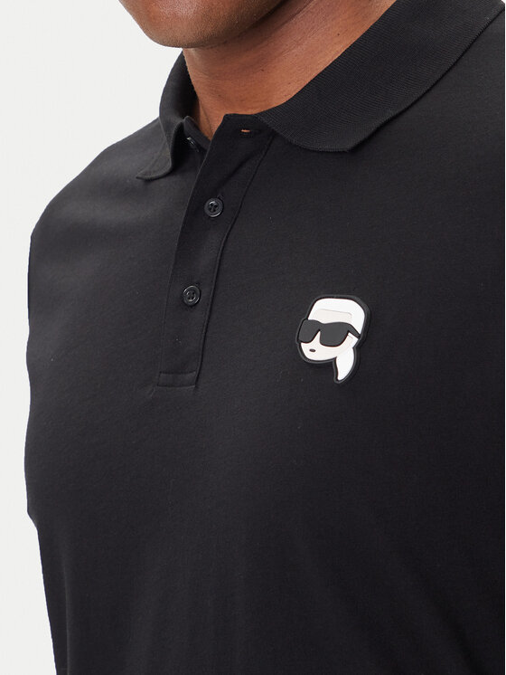 KARL LAGERFELD KARL LAGERFELD Тениска с яка и копчета 745710 500224 Черен Regular Fit