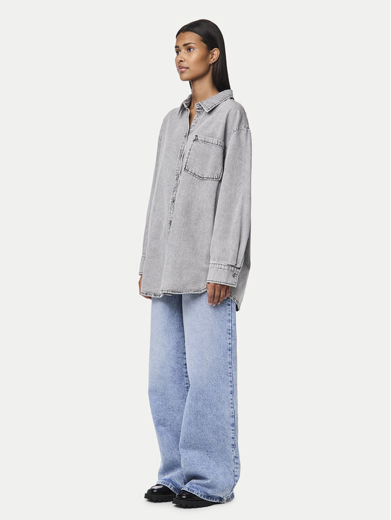 Pieces Pieces Jeans srajca 17150991 Siva Oversize