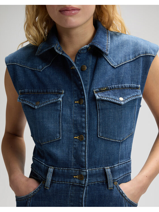 Lee Lee Sukienka jeansowa 112376938 Granatowy Regular Fit