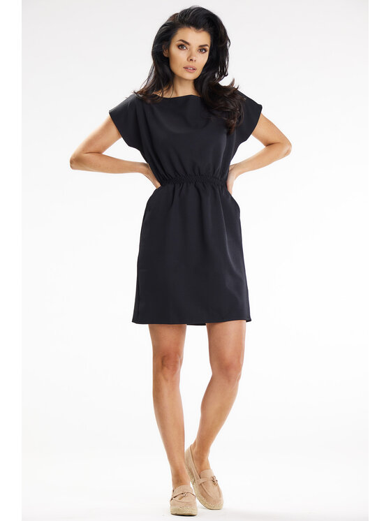 Awama Awama Sukienka letnia A646 Czarny Basic Fit
